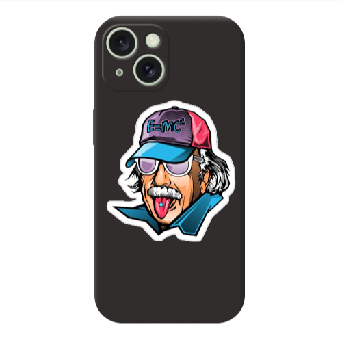 Apple iPhone 15 Einstein Black Colored Silicone TPU Θήκη