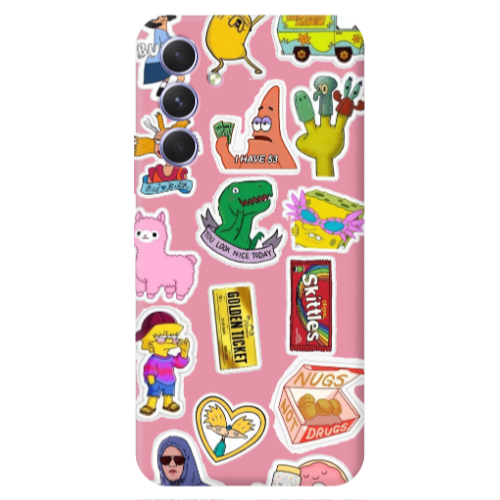 Samsung A36 best cartoons Pink Colored Silicone TPU Θήκη