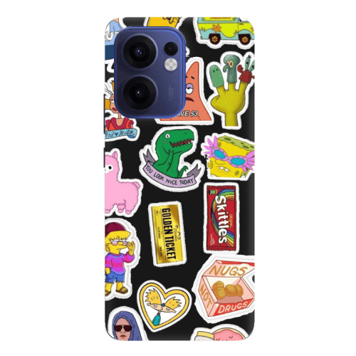 Oppo Reno13 FS best cartoons Black Colored Silicone TPU Θήκη
