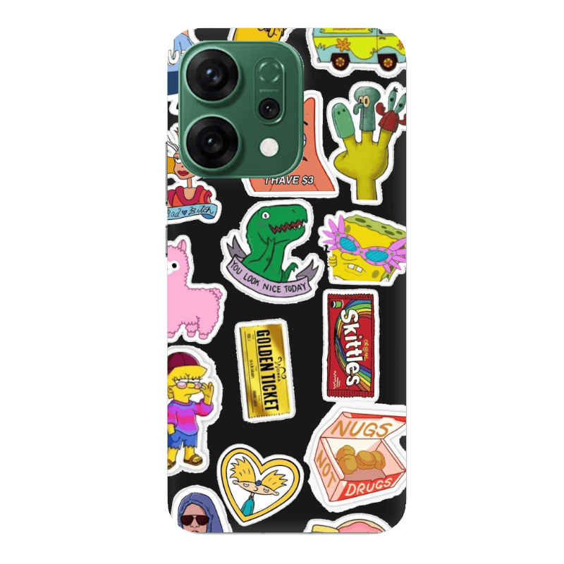 Oppo RENO 14 best cartoons Black Colored Silicone TPU Θήκη