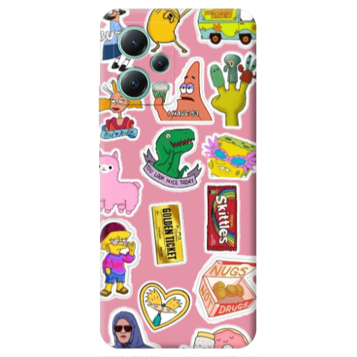 Xiaomi Redmi Note 12 Pro 5G best cartoons Pink Colored Silicone TPU Θήκη