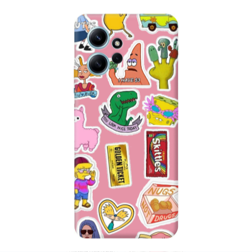 Xiaomi Redmi Note 12 4G best cartoons Pink Colored Silicone TPU Θήκη