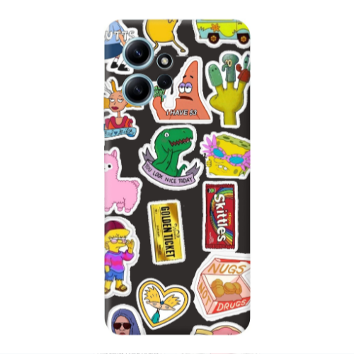 Xiaomi Redmi Note 12 4G best cartoons Black Colored Silicone TPU Θήκη
