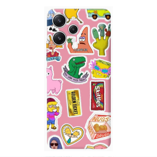 Xiaomi Redmi 12 best cartoons Pink Colored Silicone TPU Θήκη