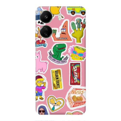 Xiaomi Redmi 13C best cartoons Pink Colored Silicone TPU Θήκη