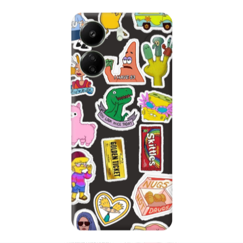 Xiaomi Redmi 13C best cartoons Black Colored Silicone TPU Θήκη