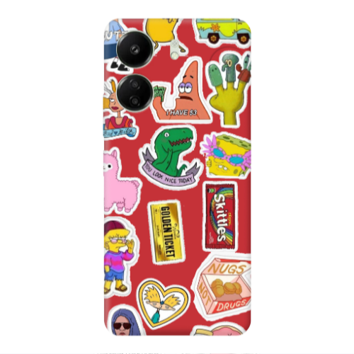 Xiaomi Redmi 13C best cartoons Red Colored Silicone TPU Θήκη