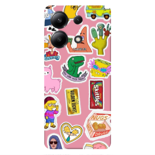 Xiaomi Redmi Note 13 4G best cartoons Pink Colored Silicone TPU Θήκη