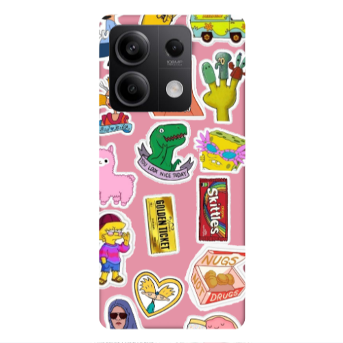 Xiaomi Redmi Note 13Pro 5G best cartoons Pink Colored Silicone TPU Θήκη