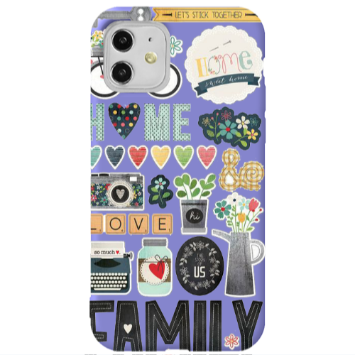 Apple iPhone 11  Family love home Purple Colored Silicone TPU Θήκη