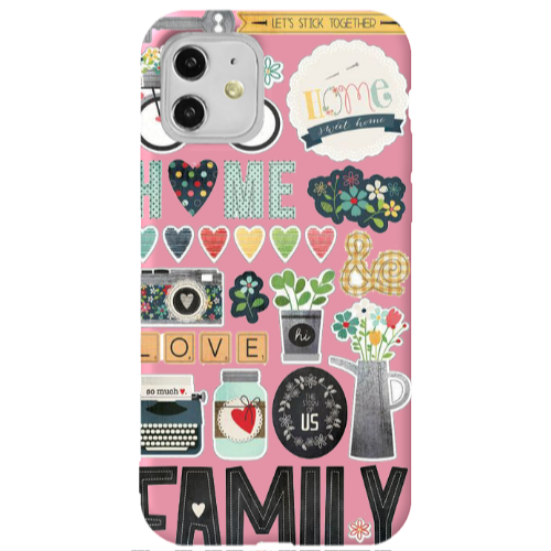 Apple iPhone 11  Family love home Pink Colored Silicone TPU Θήκη