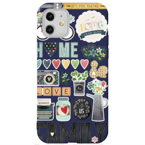 Apple iPhone 11  Family love home Dark blue Colored Silicone TPU Θήκη