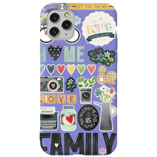 Apple iPhone 11 Pro Family love home Purple Colored Silicone TPU Θήκη