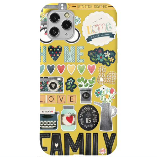Apple iPhone 11 Pro Family love home Yellow Colored Silicone TPU Θήκη
