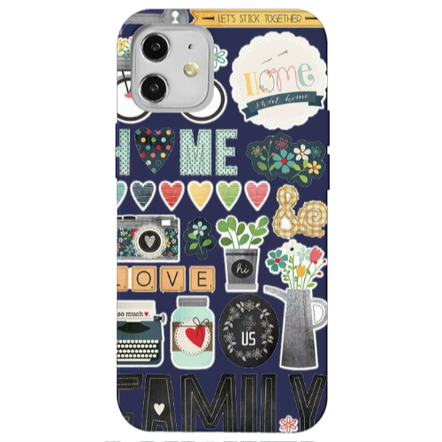 Apple iPhone 12 Family love home Dark blue Colored Silicone TPU Θήκη