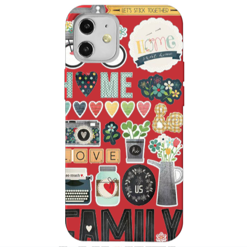 Apple iPhone 12 Family love home Red Colored Silicone TPU Θήκη