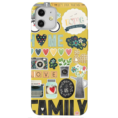 Apple iPhone 12 Family love home Yellow Colored Silicone TPU Θήκη