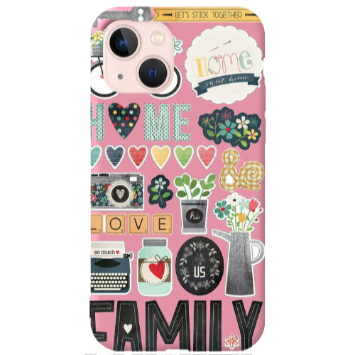 Apple iPhone 13 Family love home Pink Colored Silicone TPU Θήκη
