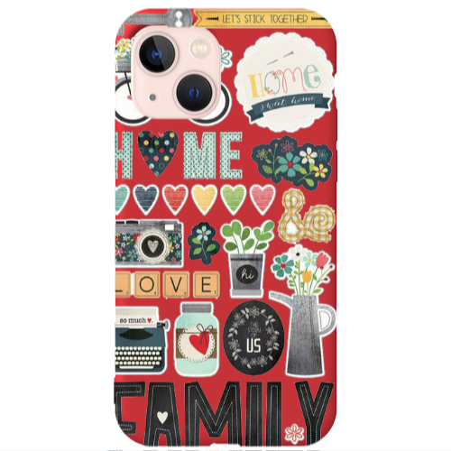 Apple iPhone 13 Family love home Red Colored Silicone TPU Θήκη