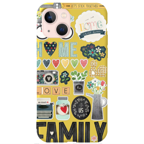 Apple iPhone 13 Family love home Yellow Colored Silicone TPU Θήκη