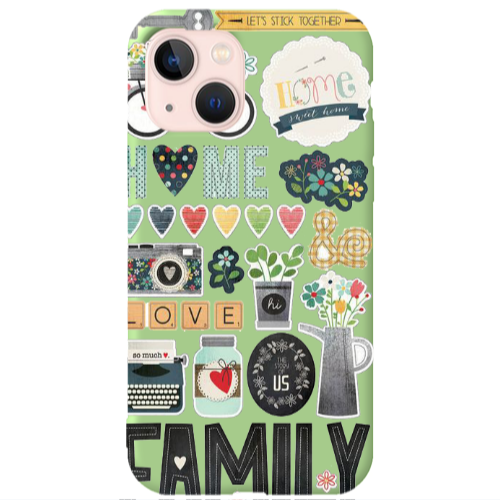 Apple iPhone 13 Family love home Light Green Colored Silicone TPU Θήκη