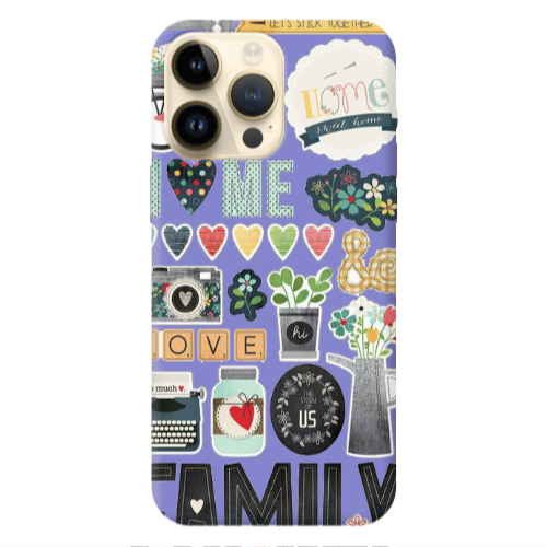 Apple iPhone 13 Pro Max Family love home Purple Colored Silicone TPU Θήκη