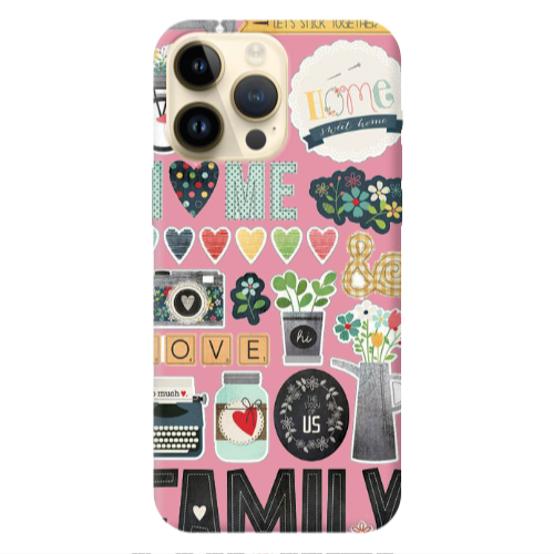Apple iPhone 13 Pro Max Family love home Pink Colored Silicone TPU Θήκη