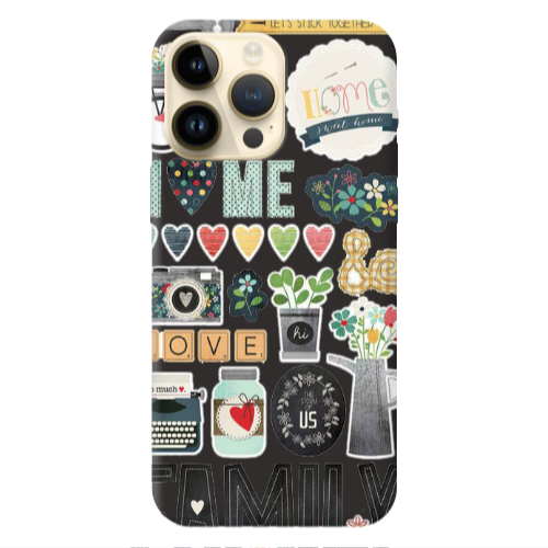 Apple iPhone 13 Pro Max Family love home Black Colored Silicone TPU Θήκη