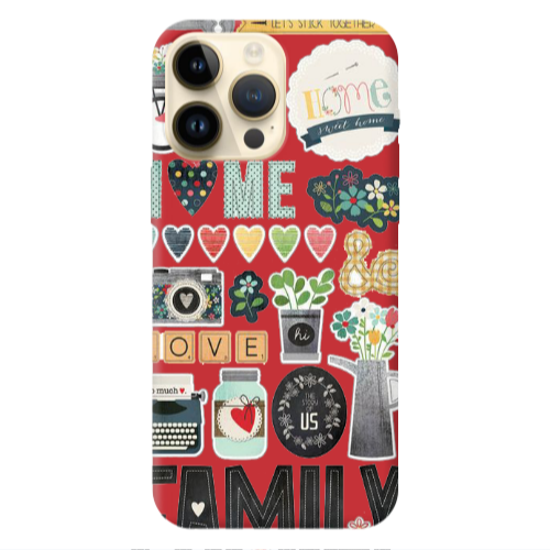 Apple iPhone 13 Pro Max Family love home Red Colored Silicone TPU Θήκη