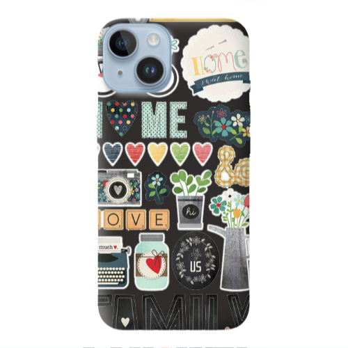 Apple iPhone 14  Family love home Black Colored Silicone TPU Θήκη