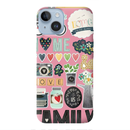 Apple iPhone 14 Plus Family love home Pink Colored Silicone TPU Θήκη