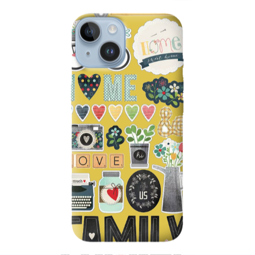Apple iPhone 14 Plus Family love home Yellow Colored Silicone TPU Θήκη