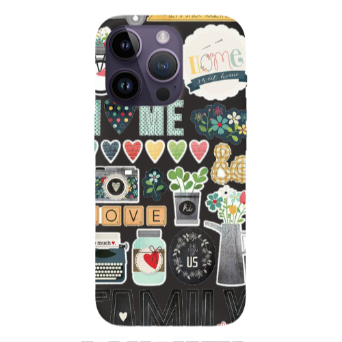 Apple iPhone 14 Pro  Family love home Black Colored Silicone TPU Θήκη