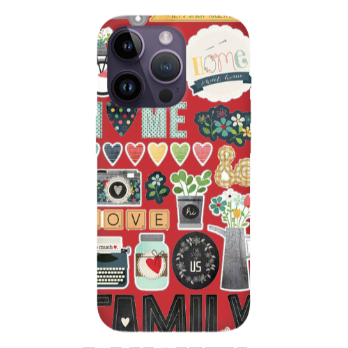Apple iPhone 14 Pro  Family love home Red Colored Silicone TPU Θήκη