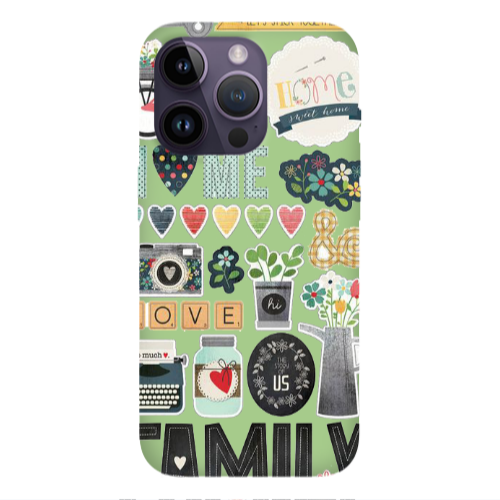 Apple iPhone 14 Pro Max Family love home Light Green Colored Silicone TPU Θήκη