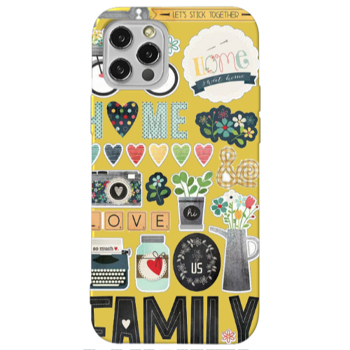 Apple iPhone 13 Pro Family love home Yellow Colored Silicone TPU Θήκη