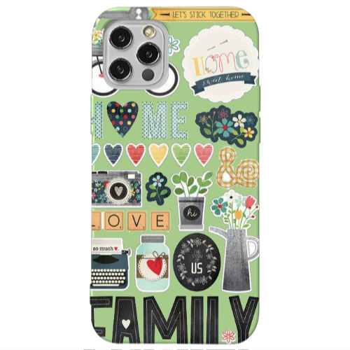 Apple iPhone 12 Pro Max Family love home Light Green Colored Silicone TPU Θήκη