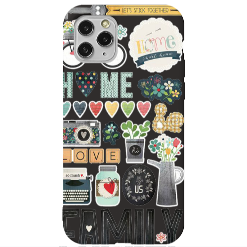Apple iPhone 11 Pro Max Family love home Black Colored Silicone TPU Θήκη