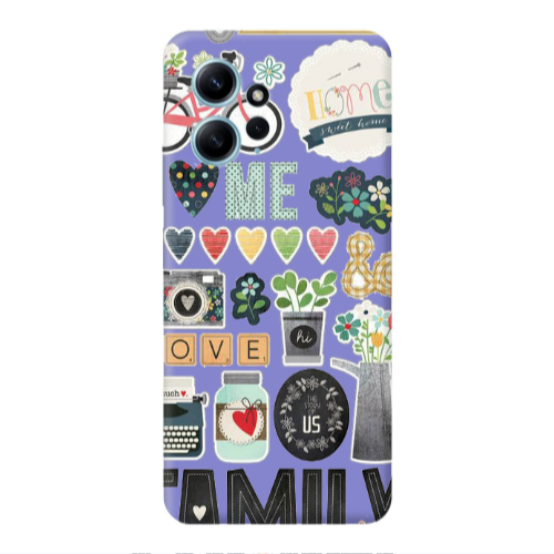 Xiaomi Redmi Note 12 4G Family love home Purple Colored Silicone TPU Θήκη