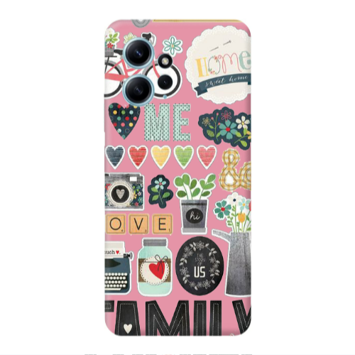 Xiaomi Redmi Note 12 4G Family love home Pink Colored Silicone TPU Θήκη