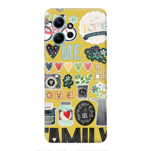 Xiaomi Redmi Note 12 4G Family love home Yellow Colored Silicone TPU Θήκη