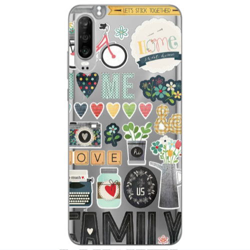 Huawei P30 Family love home Transparent Silicone TPU Θήκη