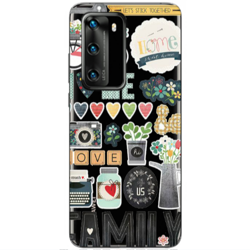 Huawei P40 Family love home Transparent Silicone TPU Θήκη