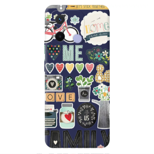 Xiaomi Redmi 12C Family love home Dark blue Colored Silicone TPU Θήκη