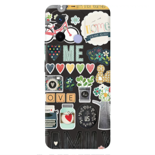 Xiaomi Redmi 12C Family love home Black Colored Silicone TPU Θήκη