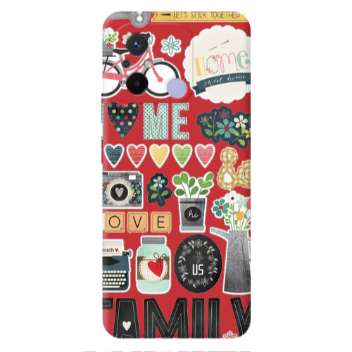 Xiaomi Redmi 12C Family love home Red Colored Silicone TPU Θήκη