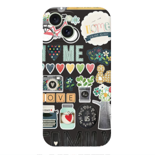 Apple iPhone 15 Family love home Black Colored Silicone TPU Θήκη
