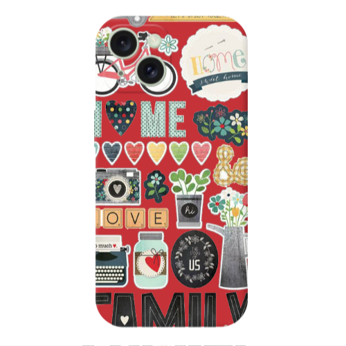 Apple iPhone 15 Family love home Red Colored Silicone TPU Θήκη