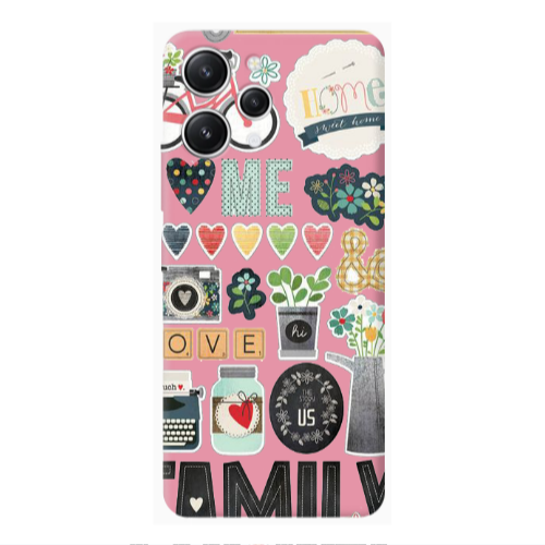 Xiaomi Redmi 12 Family love home Pink Colored Silicone TPU Θήκη