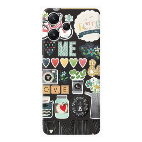 Xiaomi Redmi 12 Family love home Black Colored Silicone TPU Θήκη